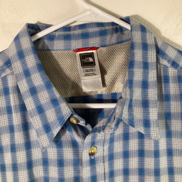 Mens The North Face Plaid Button Shirt Short Sleeve Performance 2XL Conceal Pock - Picture 3 of 9